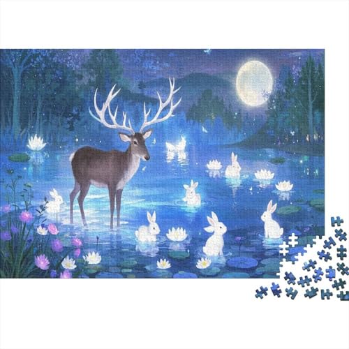 Puzzle 1000 Teile Davidshirsch ist am Teich Holzspielzeug Für Erwachsene & Kinder, Klassische Puzzles, Schwer, Moderne Wohnkultur, Geschenk 1000pcs (75x50cm) von WXLWHR