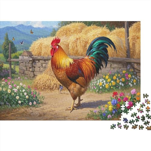 Puzzle 1000 Teile Der Hahn ist im Hof Holzspielzeug Für Erwachsene & Kinder, Klassische Puzzles, Schwer, Wohnkultur, Geschenk 1000pcs (75x50cm) von WXLWHR