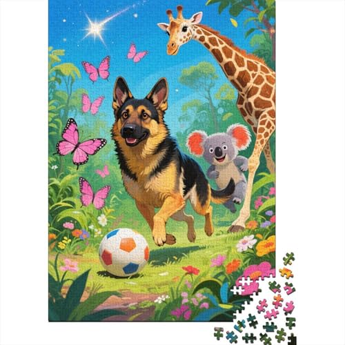 Puzzle 1000 Teile Deutscher Schäferhund Fußballverein Holzspielzeug Für Erwachsene & Kinder, Klassische Puzzles, Lernspiel, Moderne Wohnkultur, Geschenkideen 1000pcs (75x50cm) von WXLWHR