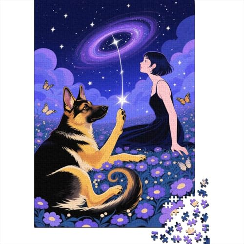 Puzzle 1000 Teile Deutscher Schäferhund und das Mädchen Holzspielzeug Für Erwachsene & Kinder, Klassische Puzzles, Lernspiel, Home Dekoration, Geschenk 1000pcs (75x50cm) von WXLWHR