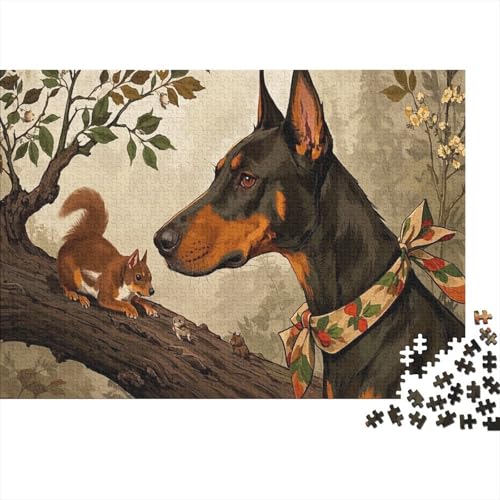 Puzzle 1000 Teile Dobermann-Eichhörnchen Holzspielzeug, Erwachsene & Kinder, Klassische Puzzles, Impossible Geschicklichkeitsspiel, Wohnkultur, Geschenkideen 1000pcs (75x50cm) von WXLWHR