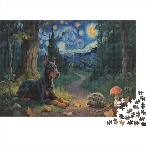 Puzzle 1000 Teile Dobermann im Dschungel Holzspielzeug Für Erwachsene & Kinder, Klassische Puzzles, Schwer, Wohnkultur, Geschenkideen 1000pcs (75x50cm) von WXLWHR