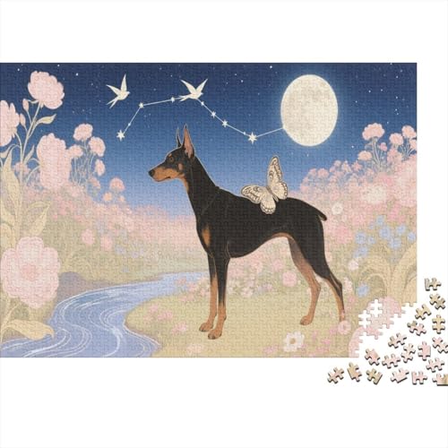 Puzzle 1000 Teile Dobermann im Garten Holzspielzeug Für Erwachsene & Kinder, Klassische Puzzles, Schwer, Home Dekoration, Einzigartiges Geschenk 1000pcs (75x50cm) von WXLWHR