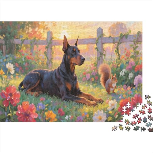 Puzzle 1000 Teile Dobermann ist im Garten Holzspielzeug Für Erwachsene & Kinder, Klassische Puzzles, Schwer, Wohnkultur, Geschenkideen 1000pcs (75x50cm) von WXLWHR