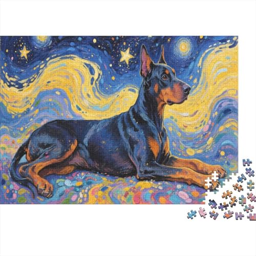 Puzzle 1000 Teile Dobermann liegt auf der Seite Holzspielzeug Für Erwachsene & Kinder, Klassische Puzzles, Schwer, Moderne Wohnkultur, Geschenkideen 1000pcs (75x50cm) von WXLWHR