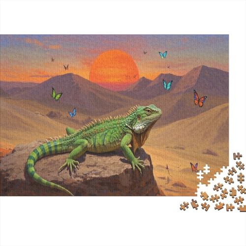 Puzzle 1000 Teile Eidechse liegt auf dem Stein Holzspielzeug Für Erwachsene & Kinder, Klassische Puzzles, Schwer, Home Dekoration, Einzigartiges Geschenk 1000pcs (75x50cm) von WXLWHR