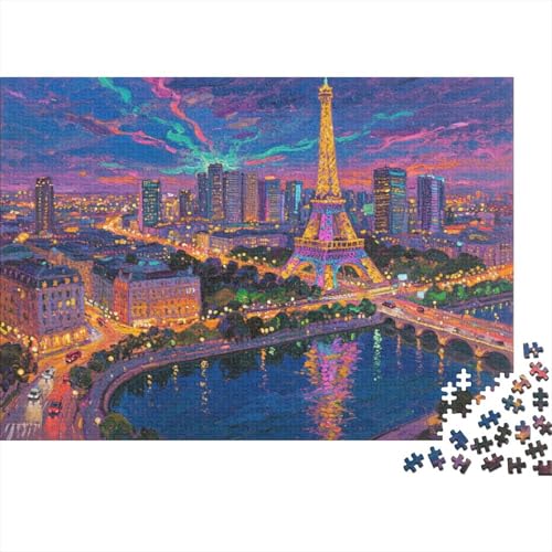 Puzzle 1000 Teile Eiffelturm in geschäftiger Stadt Holzspielzeug, Erwachsene & Kinder, Klassische Puzzles, Herausforderungsspielzeug, Home Dekoration, Einzigartiges Geschenk 1000pcs (75x50cm) von WXLWHR