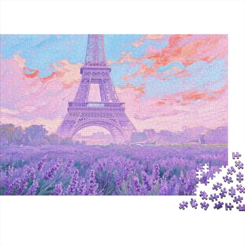 Puzzle 1000 Teile Eiffelturm mit Lavendelfeldern Holzspielzeug, Erwachsene & Kinder, Klassische Puzzles, Herausforderungsspielzeug, Moderne Wohnkultur, Geschenkideen 1000pcs (75x50cm) von WXLWHR