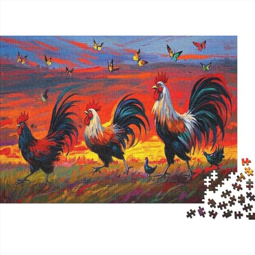 Puzzle 1000 Teile Eine Gruppe Hähne rennt Holzspielzeug Für Erwachsene & Kinder, Klassische Puzzles, Schwer, Wohnkultur, Geschenk 1000pcs (75x50cm) von WXLWHR