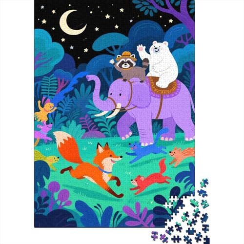 Puzzle 1000 Teile Eine Gruppe Tiere im Dschungel Holzspielzeug Für Erwachsene & Kinder, Klassische Puzzles, Lernspiel, Moderne Wohnkultur, Einzigartiges Geschenk 1000pcs (75x50cm) von WXLWHR
