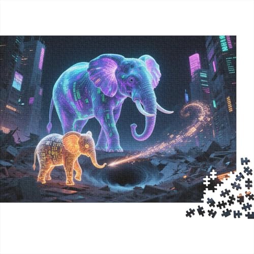 Puzzle 1000 Teile Elefant und Kalb in Neonstadt Holzspielzeug, Erwachsene & Kinder, Klassische Puzzles, Legespiel, Wohnkultur, Geschenk 1000pcs (75x50cm) von WXLWHR