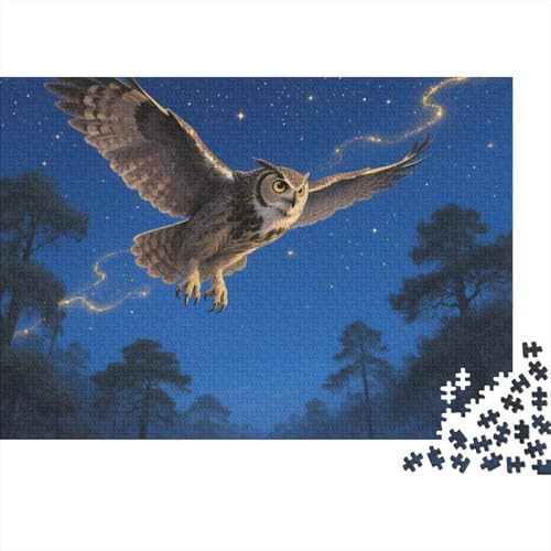 Puzzle 1000 Teile Eule über dem Wald schwebend Holzspielzeug, Erwachsene & Kinder, Klassische Puzzles, Impossible Geschicklichkeitsspiel, Home Dekoration, Geschenkideen 1000pcs (75x50cm) von WXLWHR