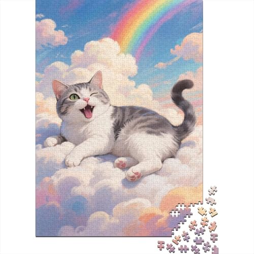 Puzzle 1000 Teile Europäisch Kurzhaar Regenbogenwolken Holzspielzeug Für Erwachsene & Kinder, Klassische Puzzles, Lernspiel, Moderne Wohnkultur, Geschenkideen 1000pcs (75x50cm) von WXLWHR