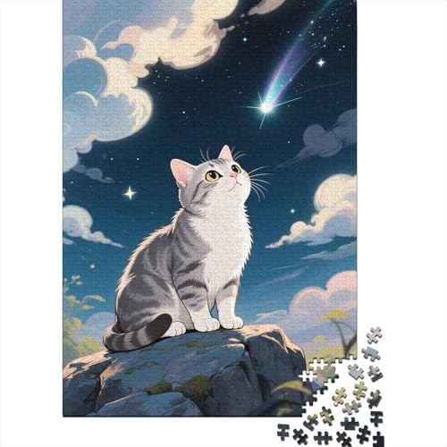 Puzzle 1000 Teile Europäisch Kurzhaar Sternenhimmel Holzspielzeug Für Erwachsene & Kinder, Klassische Puzzles, Lernspiel, Moderne Wohnkultur, Einzigartiges Geschenk 1000pcs (75x50cm) von WXLWHR