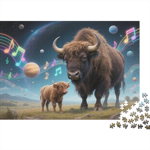 Puzzle 1000 Teile Europäischer Bison auf der Prärie Holzspielzeug Für Erwachsene & Kinder, Klassische Puzzles, Herausforderungsspielzeug, Wohnkultur, Geschenkideen 1000pcs (75x50cm) von WXLWHR