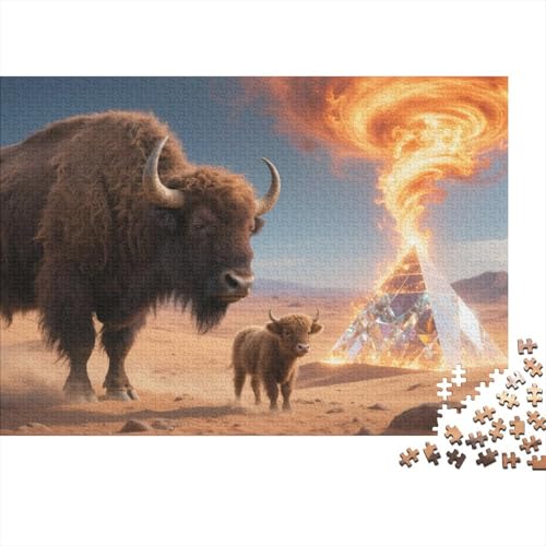 Puzzle 1000 Teile Europäischer Bison bei Pyramide Holzspielzeug, Erwachsene & Kinder, Klassische Puzzles, Impossible Geschicklichkeitsspiel, Wohnkultur, Geschenkideen 1000pcs (75x50cm) von WXLWHR