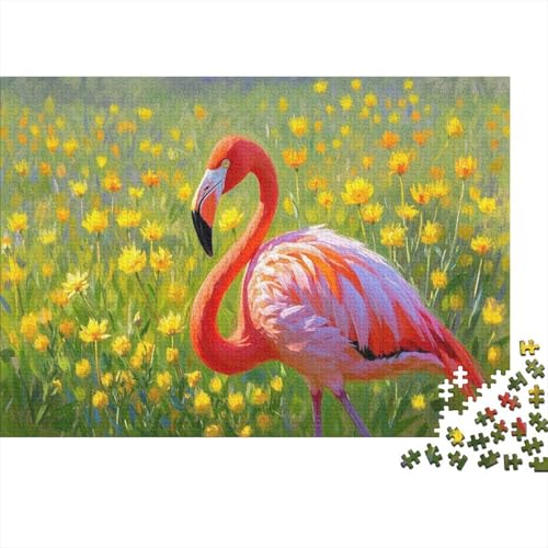 Puzzle 1000 Teile Flamingo-Chrysantheme Holzspielzeug, Erwachsene & Kinder, Klassische Puzzles, Legespiel, Wohnkultur, Geschenkideen 1000pcs (75x50cm) von WXLWHR