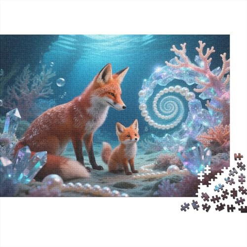 Puzzle 1000 Teile Fuchs in Meerestiefen mit Perlen Holzspielzeug Für Erwachsene & Kinder, Klassische Puzzles, Herausforderungsspielzeug, Wohnkultur, Einzigartiges Geschenk 1000pcs (75x50cm) von WXLWHR