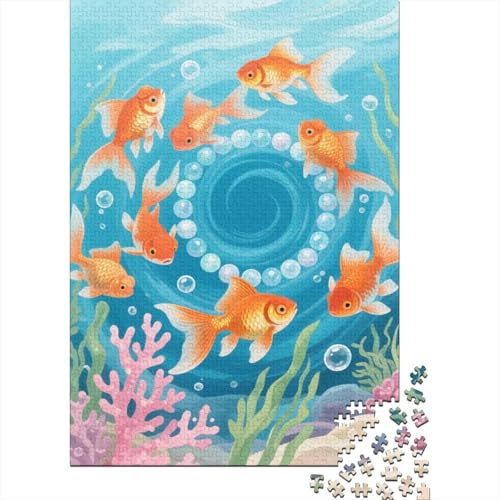 Puzzle 1000 Teile Goldfischperlen Holzspielzeug Für Erwachsene & Kinder, Klassische Puzzles, Lernspiel, Home Dekoration, Einzigartiges Geschenk 1000pcs (75x50cm) von WXLWHR