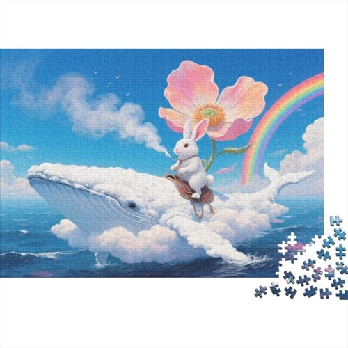 Puzzle 1000 Teile Hase reitet auf Walrücken Holzspielzeug, Erwachsene & Kinder, Klassische Puzzles, Herausforderungsspielzeug, Home Dekoration, Einzigartiges Geschenk 1000pcs (75x50cm) von WXLWHR