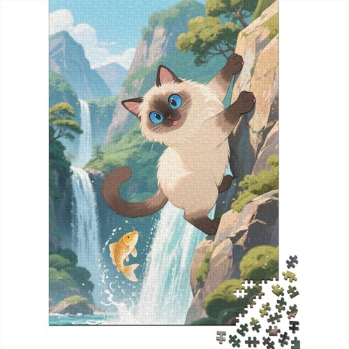 Puzzle 1000 Teile Heilige Birma klettert auf Felsen Holzspielzeug Für Erwachsene & Kinder, Klassische Puzzles, Lernspiel, Home Dekoration, Geschenkideen 1000pcs (75x50cm) von WXLWHR