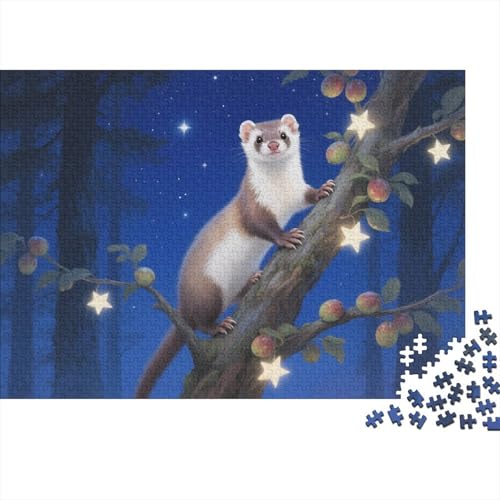 Puzzle 1000 Teile Hermelin auf Obstbaum Holzspielzeug, Erwachsene & Kinder, Klassische Puzzles, Impossible Geschicklichkeitsspiel, Wohnkultur, Einzigartiges Geschenk 1000pcs (75x50cm) von WXLWHR
