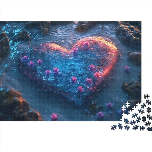 Puzzle 1000 Teile Herzform Holzspielzeug Für Erwachsene & Kinder, Klassische Puzzles, Schwer, Wohnkultur, Einzigartiges Geschenk 1000pcs (75x50cm) von WXLWHR