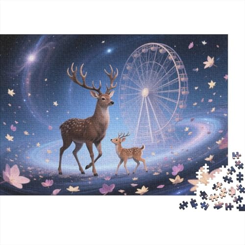 Puzzle 1000 Teile Hirschmutter und Kitz am Riesenrad Holzspielzeug, Erwachsene & Kinder, Klassische Puzzles, Impossible Geschicklichkeitsspiel, Wohnkultur, Geschenk 1000pcs (75x50cm) von WXLWHR