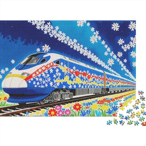 Puzzle 1000 Teile Hochgeschwindigkeitszug umgeben von Blumen Holzspielzeug, Erwachsene & Kinder, Klassische Puzzles, Impossible Geschicklichkeitsspiel, Home Dekoration, Geschenk 1000pcs (75x50cm) von WXLWHR
