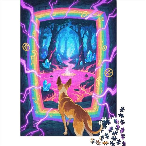 Puzzle 1000 Teile Hund im verzauberten Wald Holzspielzeug Für Erwachsene & Kinder, Klassische Puzzles, Schwer, Home Dekoration, Geschenk 1000pcs (75x50cm) von WXLWHR