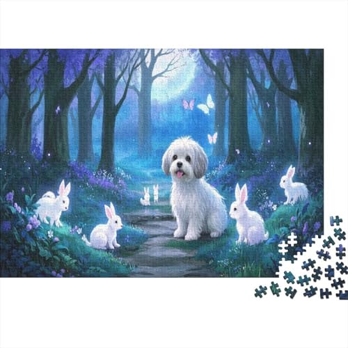 Puzzle 1000 Teile Hunde und Hasen im Wald Holzspielzeug, Erwachsene & Kinder, Klassische Puzzles, Impossible Geschicklichkeitsspiel, Home Dekoration, Geschenkideen 1000pcs (75x50cm) von WXLWHR