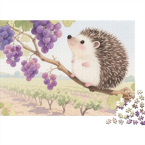 Puzzle 1000 Teile Igel an Weinreben Holzspielzeug Für Erwachsene & Kinder, Klassische Puzzles, Herausforderungsspielzeug, Wohnkultur, Geschenk 1000pcs (75x50cm) von WXLWHR