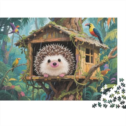Puzzle 1000 Teile Igel im Baumhaus Holzspielzeug Für Erwachsene & Kinder, Klassische Puzzles, Herausforderung, Home Dekoration, Geschenk 1000pcs (75x50cm) von WXLWHR