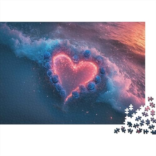 Puzzle 1000 Teile Liebesform am Meer Holzspielzeug Für Erwachsene & Kinder, Klassische Puzzles, Schwer, Moderne Wohnkultur, Geschenkideen 1000pcs (75x50cm) von WXLWHR