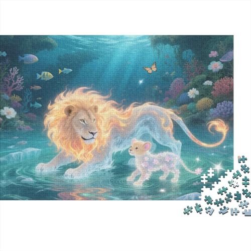 Puzzle 1000 Teile Löwenpaar in Unterwasserwelt Holzspielzeug, Erwachsene & Kinder, Klassische Puzzles, Impossible Geschicklichkeitsspiel, Wohnkultur, Einzigartiges Geschenk 1000pcs (75x50cm) von WXLWHR