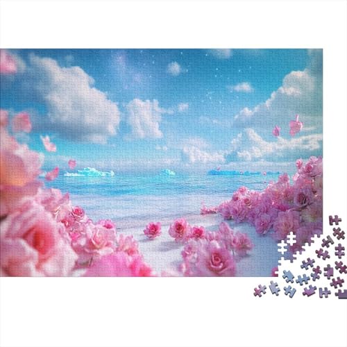 Puzzle 1000 Teile Meeres-Rosa-Rose Holzspielzeug Für Erwachsene & Kinder, Klassische Puzzles, Schwer, Wohnkultur, Einzigartiges Geschenk 1000pcs (75x50cm) von WXLWHR