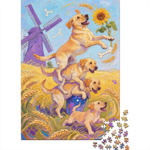 Puzzle 1000 Teile Mehrere Hunde Spielen im Reisfeld Holzspielzeug Für Erwachsene & Kinder, Klassische Puzzles, Lernspiel, Moderne Wohnkultur, Einzigartiges Geschenk 1000pcs (75x50cm) von WXLWHR