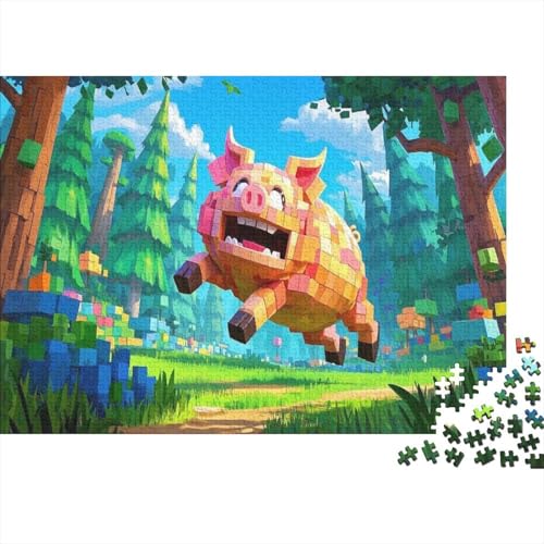 Puzzle 1000 Teile Mosaik-Schwein Holzspielzeug Für Erwachsene & Kinder, Klassische Puzzles, Herausforderungsspielzeug, Wohnkultur, Geschenk 1000pcs (75x50cm) von WXLWHR