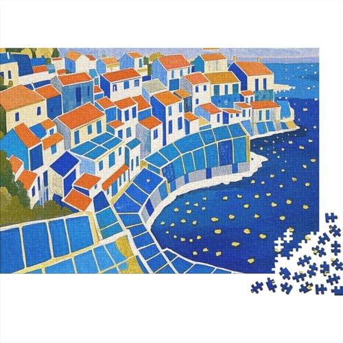 Puzzle 1000 Teile Mosaik-Stil-Dorf Holzspielzeug Für Erwachsene & Kinder, Klassische Puzzles, Herausforderungsspielzeug, Wohnkultur, Geschenkideen 1000pcs (75x50cm) von WXLWHR