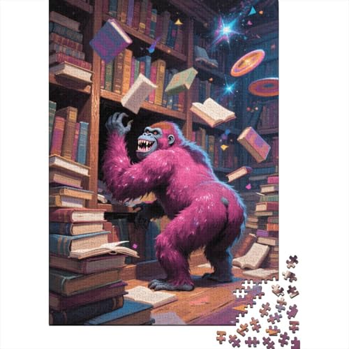 Puzzle 1000 Teile Orang-Utan richtet Schaden im Studierzimmer an Holzspielzeug Für Erwachsene & Kinder, Klassische Puzzles, Lernspiel, Moderne Wohnkultur, Geschenk 1000pcs (75x50cm) von WXLWHR