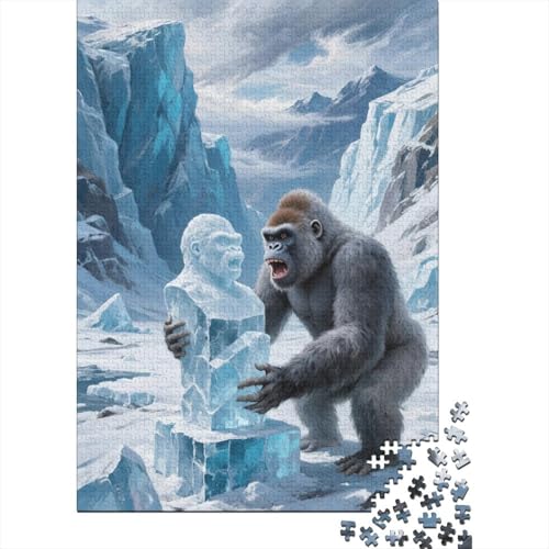 Puzzle 1000 Teile Orang-Utan und Eisskulpturen Holzspielzeug Für Erwachsene & Kinder, Klassische Puzzles, Lernspiel, Moderne Wohnkultur, Geschenk 1000pcs (75x50cm) von WXLWHR