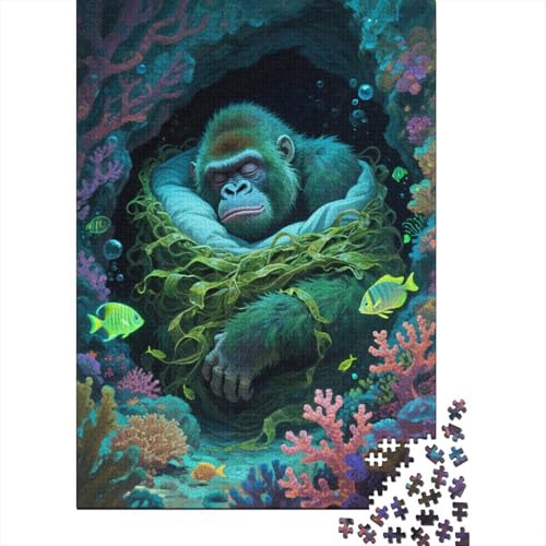 Puzzle 1000 Teile Orang-Utan unter Wasser gefangen Holzspielzeug Für Erwachsene & Kinder, Klassische Puzzles, Lernspiel, Wohnkultur, Geschenk 1000pcs (75x50cm) von WXLWHR