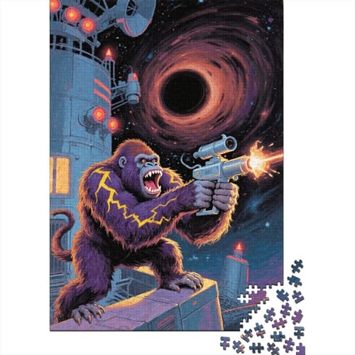Puzzle 1000 Teile Orang-Utan wütend schießend Holzspielzeug Für Erwachsene & Kinder, Klassische Puzzles, Lernspiel, Home Dekoration, Einzigartiges Geschenk 1000pcs (75x50cm) von WXLWHR