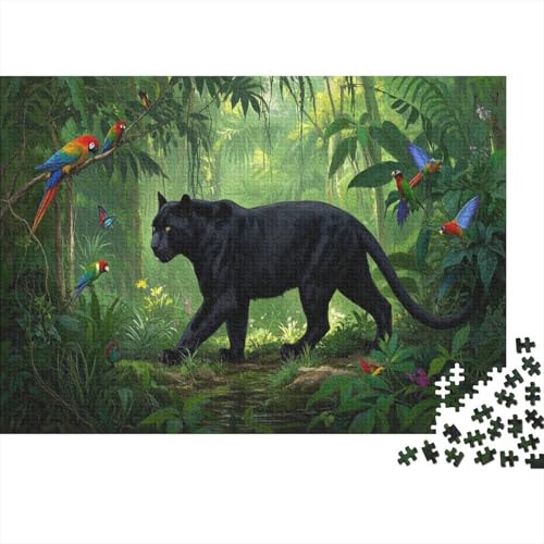Puzzle 1000 Teile Panther-Dschungelpapagei Holzspielzeug, Erwachsene & Kinder, Klassische Puzzles, Legespiel, Moderne Wohnkultur, Geschenkideen 1000pcs (75x50cm) von WXLWHR
