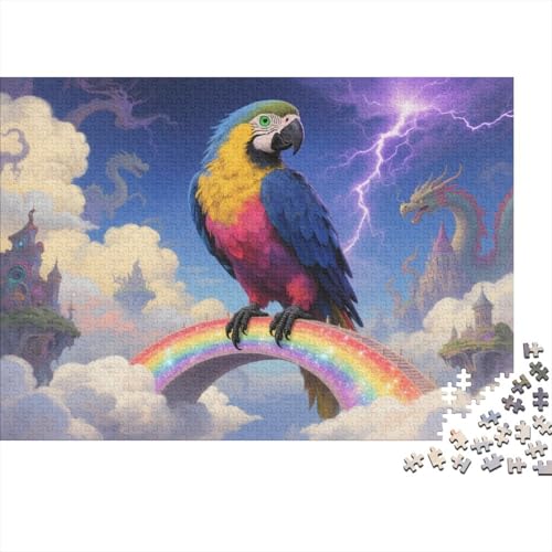 Puzzle 1000 Teile Papagei auf Regenbogenbrücke mit Drachen Holzspielzeug, Erwachsene & Kinder, Klassische Puzzles, Herausforderungsspielzeug, Moderne Wohnkultur, Geschenk 1000pcs (75x50cm) von WXLWHR