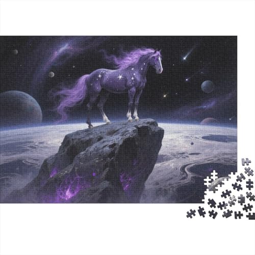 Puzzle 1000 Teile Pferd mit violetter Mähne Holzspielzeug, Erwachsene & Kinder, Klassische Puzzles, Impossible Geschicklichkeitsspiel, Home Dekoration, Einzigartiges Geschenk 1000pcs (75x50cm) von WXLWHR