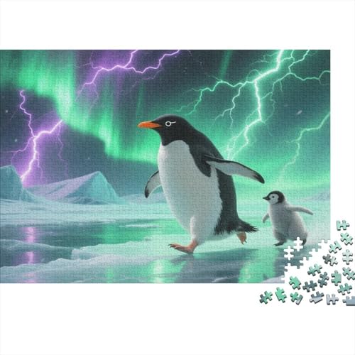 Puzzle 1000 Teile Pinguin auf Gletschern unter Polarlicht Holzspielzeug, Erwachsene & Kinder, Klassische Puzzles, Impossible Geschicklichkeitsspiel, Wohnkultur, Geschenkideen 1000pcs (75x50cm) von WXLWHR
