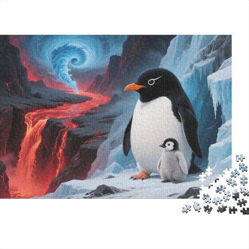 Puzzle 1000 Teile Pinguin zwischen Lava und Gletschern Holzspielzeug Für Erwachsene & Kinder, Klassische Puzzles, Herausforderung, Home Dekoration, Geschenk 1000pcs (75x50cm) von WXLWHR