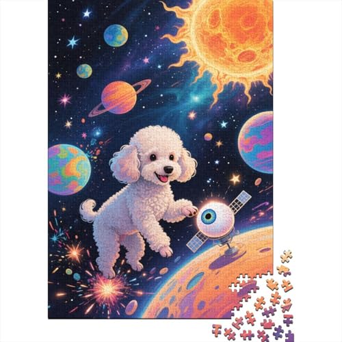 Puzzle 1000 Teile Pudel im Weltraum Holzspielzeug Für Erwachsene & Kinder, Klassische Puzzles, Herausforderung, Moderne Wohnkultur, Geschenk 1000pcs (75x50cm) von WXLWHR