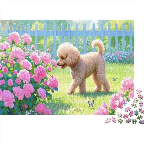 Puzzle 1000 Teile Pudel schnüffelt an Blumen Holzspielzeug, Erwachsene & Kinder, Klassische Puzzles, Impossible Geschicklichkeitsspiel, Moderne Wohnkultur, Geschenkideen 1000pcs (75x50cm) von WXLWHR
